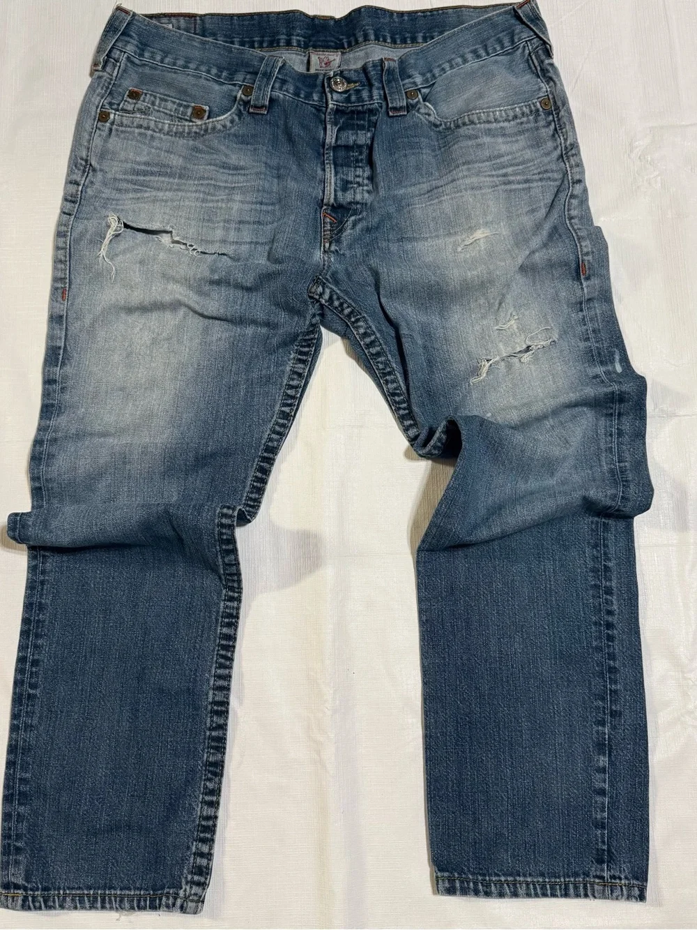 True religion Men's Distressed Blue Jeans - Casual Everyday Denim